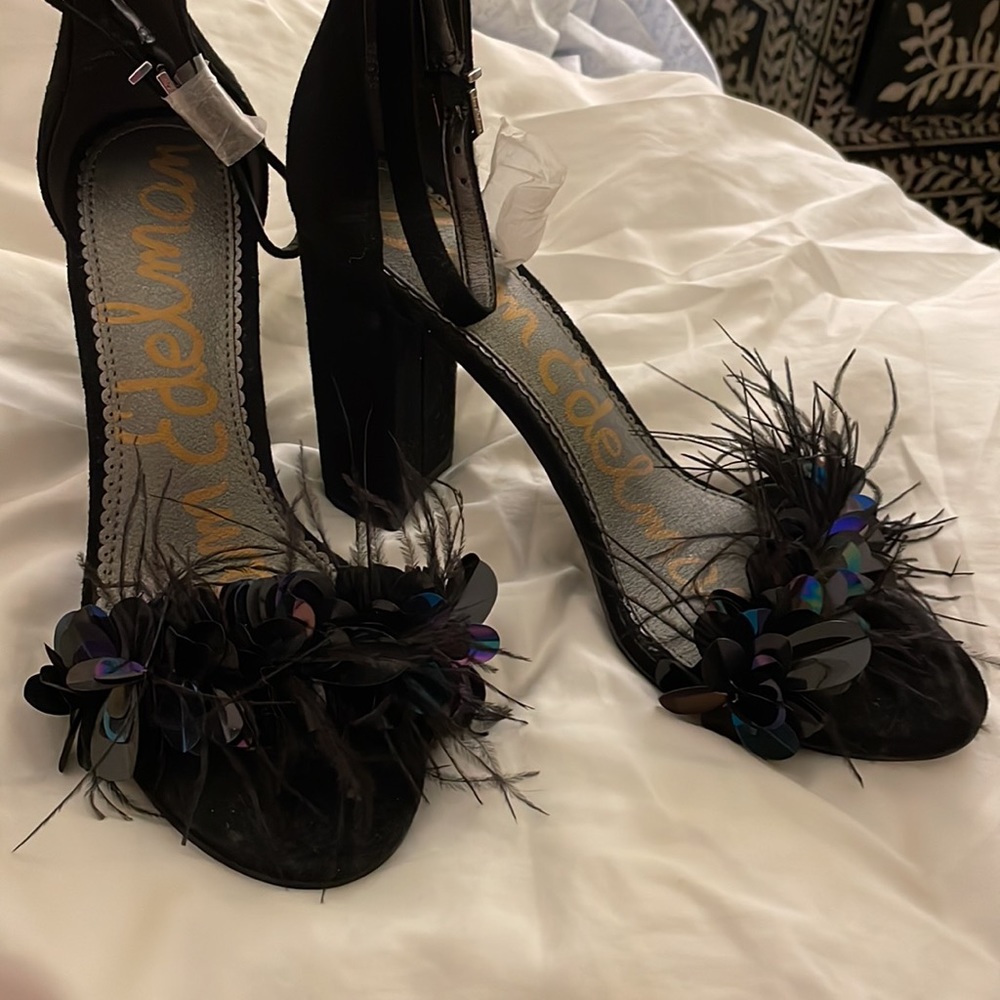 NEW Sam Edelman feather heeled sandals